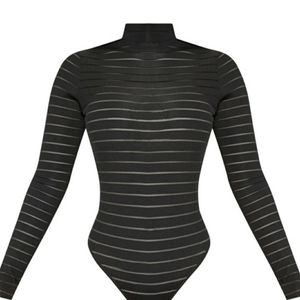 PRETTYLITTLETHING Shape Mesh High Neck Bodysuit